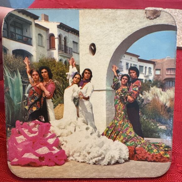 VTG Set Of 6 Square Coasters Spain Flamenco Dancing Photos Souvenirs Gypsy - Picture 6 of 11